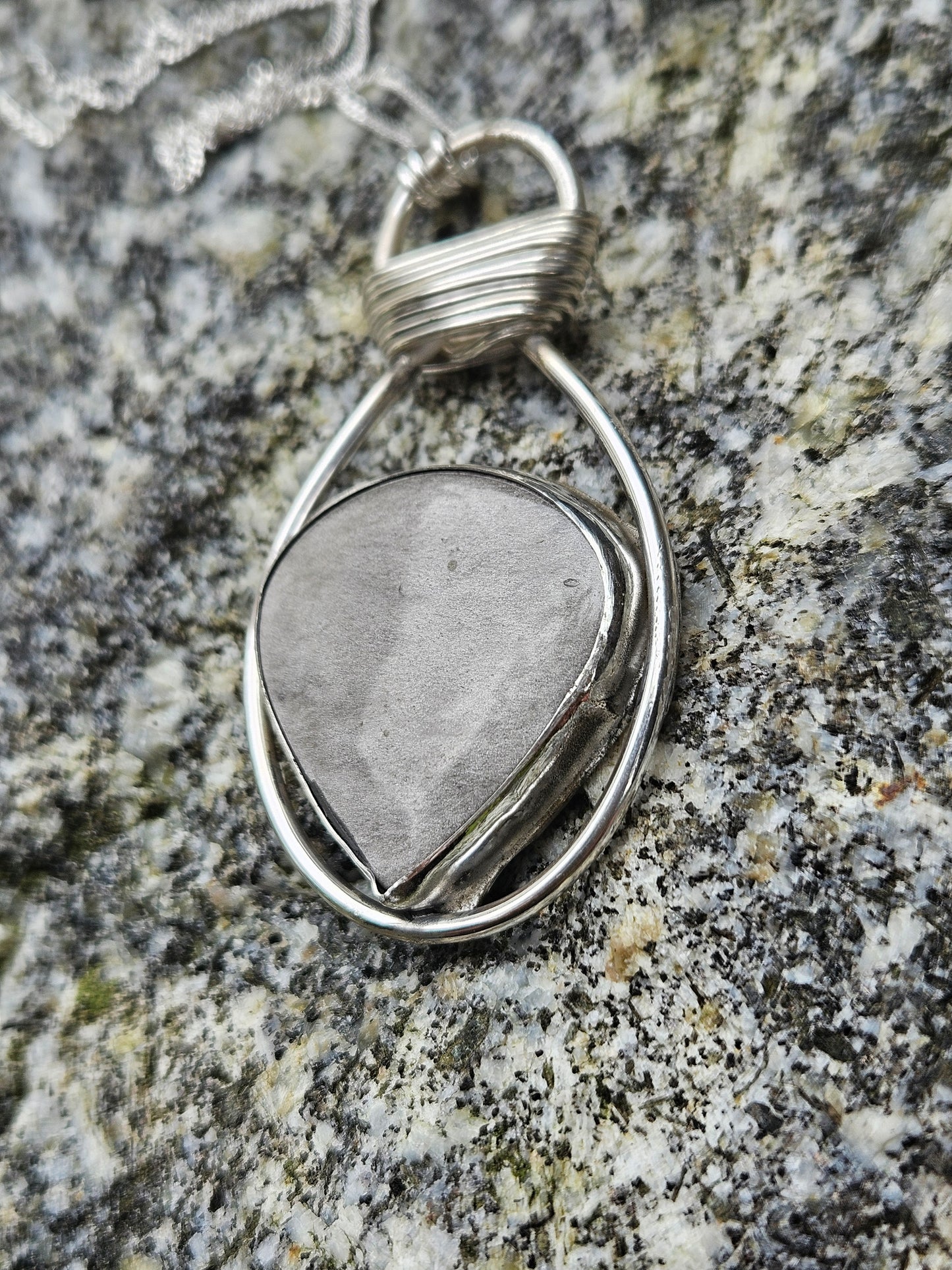 Fiole de guérisseuse - collier en argent et obsidienne argenté